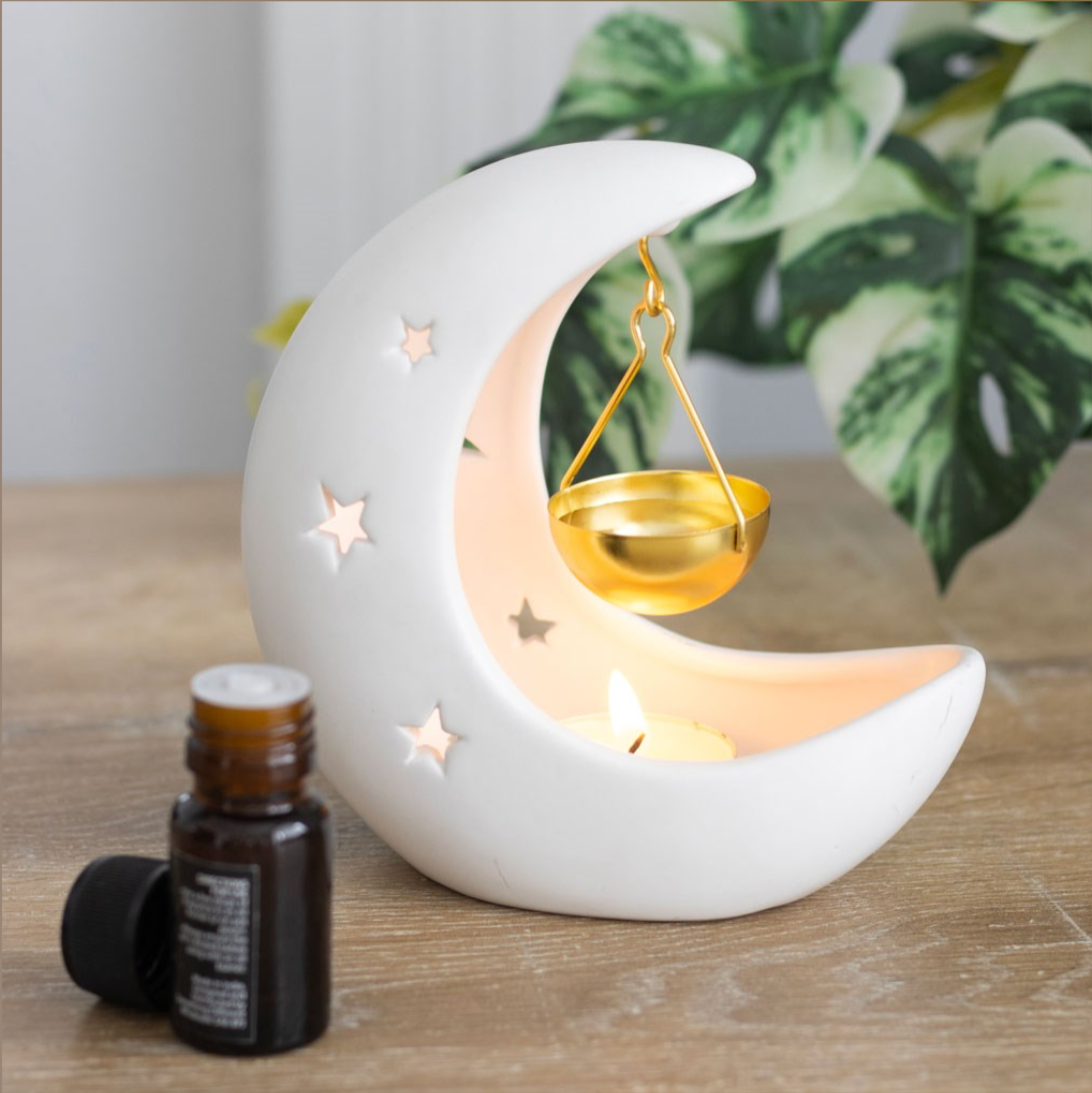 White Crescent Moon Wax & Oil Burner